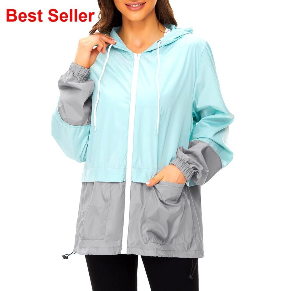 Lightweight Waterproof Rain Jacket Packable Hooded Windbreaker